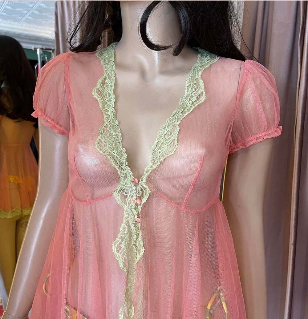 Agent Provocateur Heidi Top Melon/Mint Sheer Lace Babydoll - Picture 3 of 5